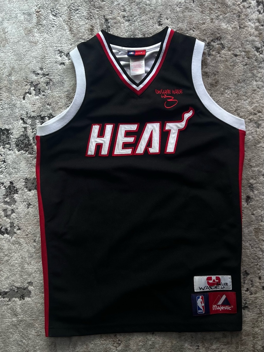 Majestic Black Miami HEAT Basketball Jersey with White & Red Accents